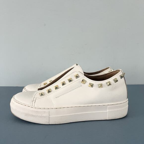 Michele Lopriore Mila White Leather Studded Sneakers Made in Italy - Picture 5 of 10